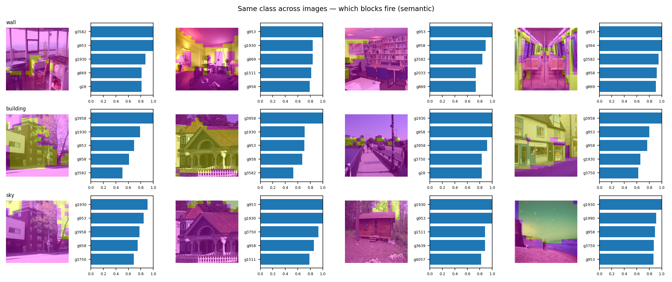Same class across images and its active blocks